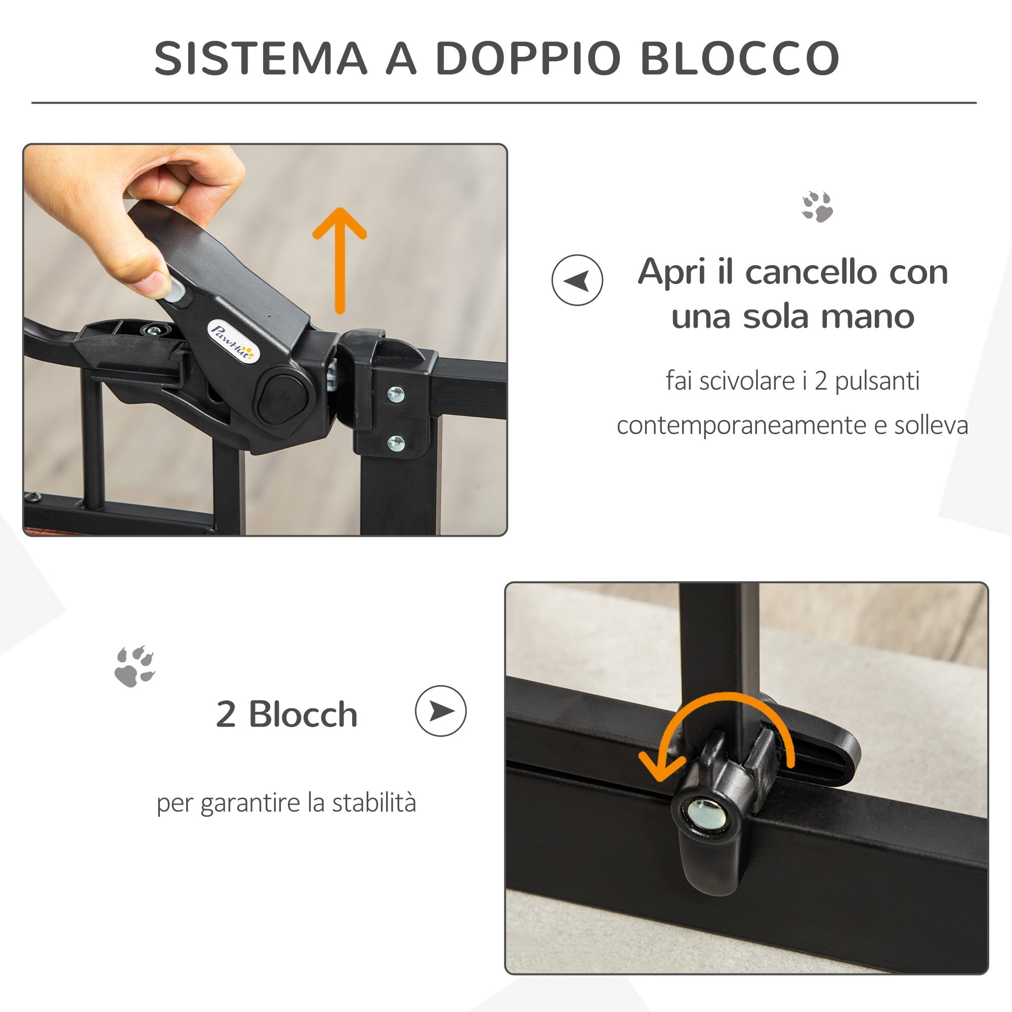 Cancelletto Sicurezza Regolabile per Cani 74-80 cm con Chiusura Automatica Nero