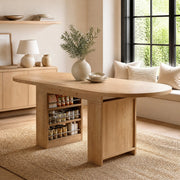 Tavolo da pranzo allungabile 150/200 x 90 cm con vano portaoggetti, colore rovere