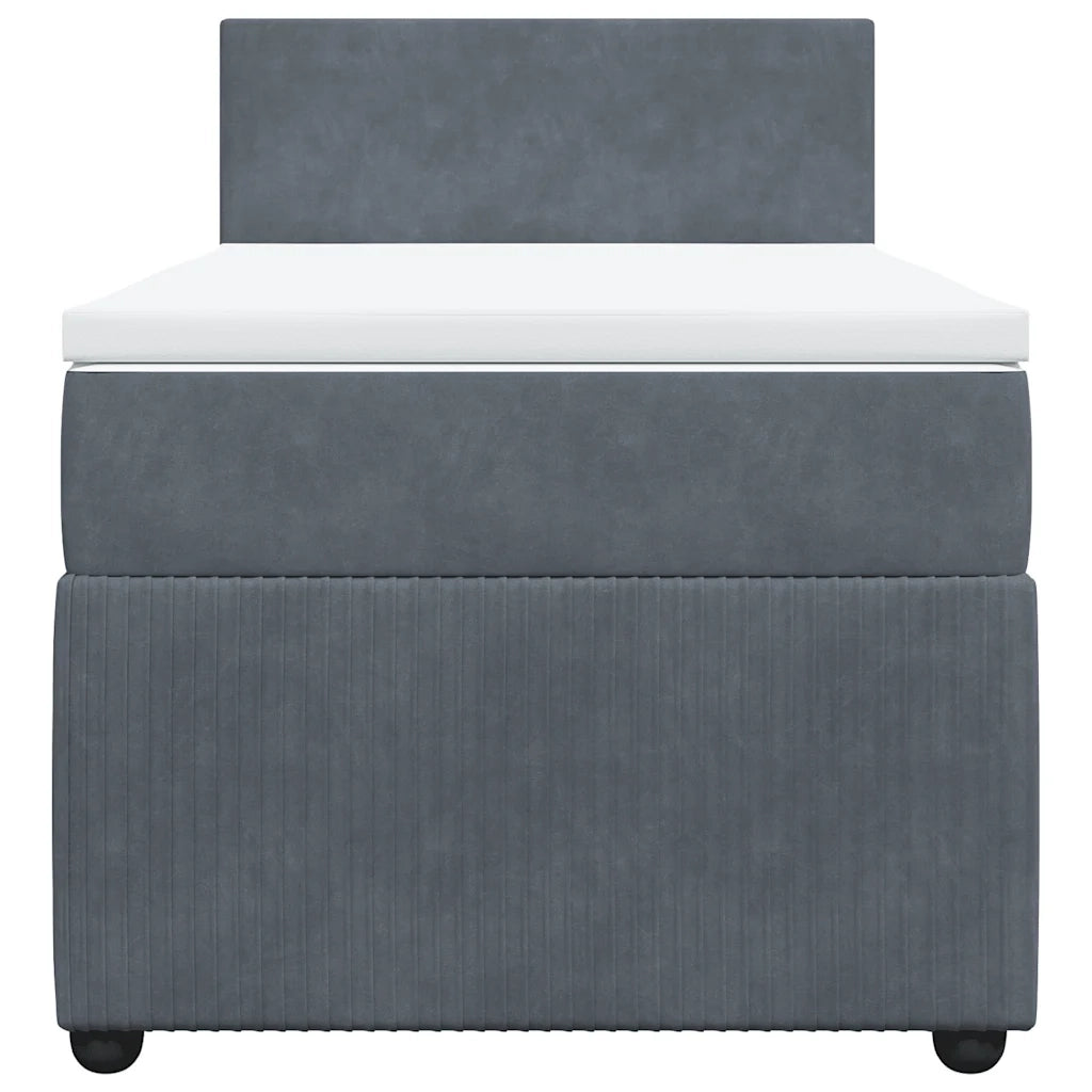 Giroletto a Molle con Materasso Grigio Scuro 90x190 cm Velluto