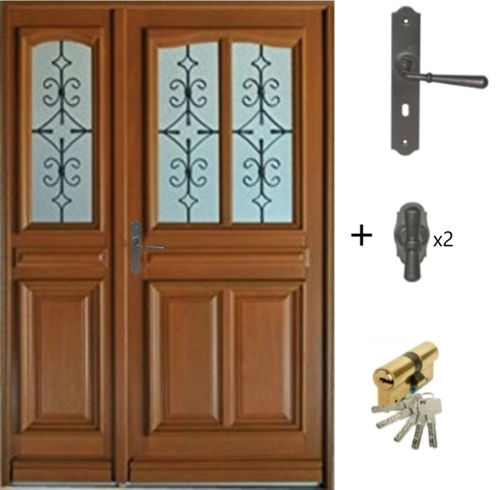 Porta d'ingresso in legno Tiercee Vauban H215 x L140 p. destra + Maniglia E Canna (rif 010403RFP)Tabella Dimensioni senza maniglia