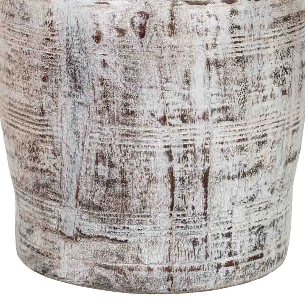Vaso in legno grigio cenere dipinto a mano 25x25x38h cm
