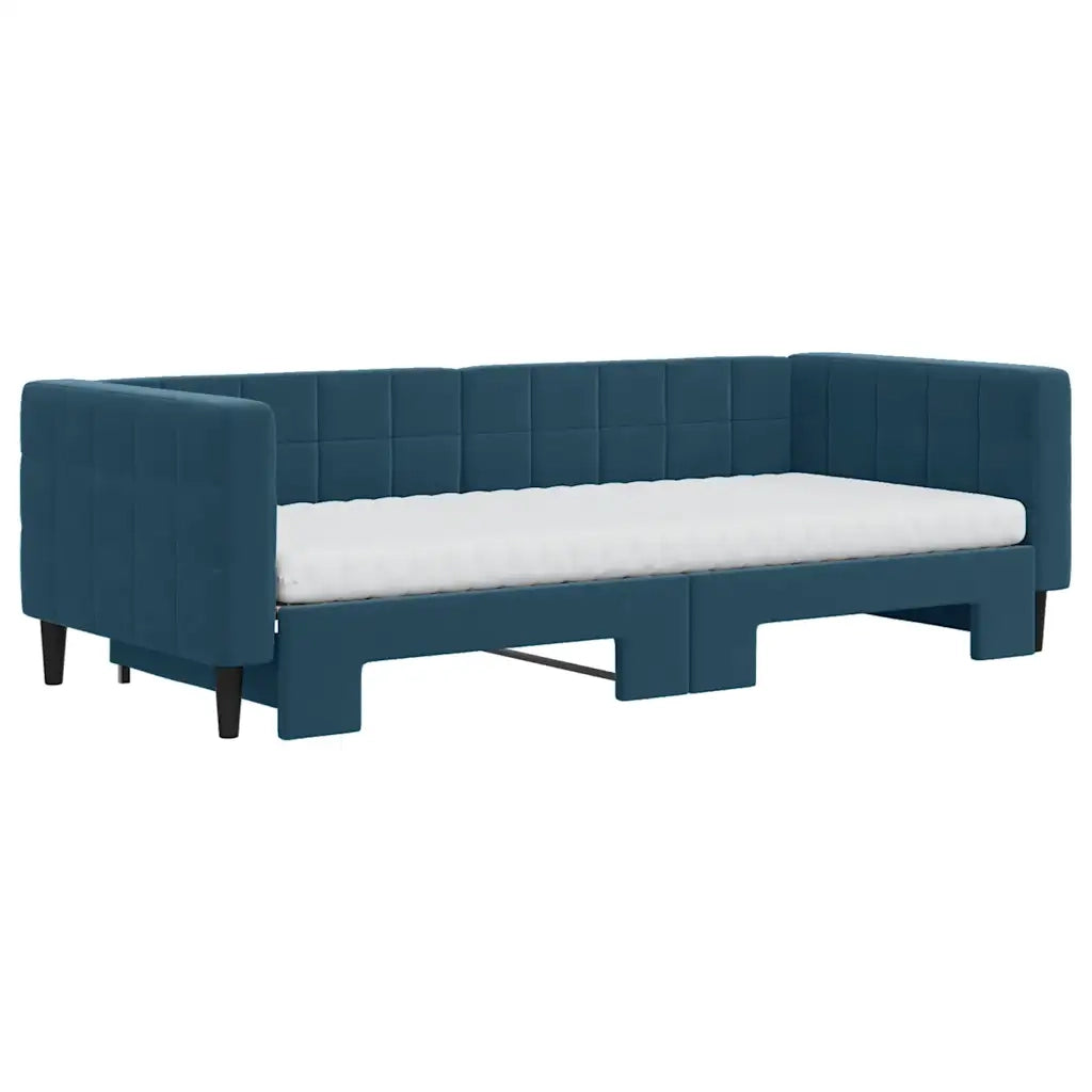 Divano Letto Estraibile con Materassi Blu 90x200 cm Velluto 3196714
