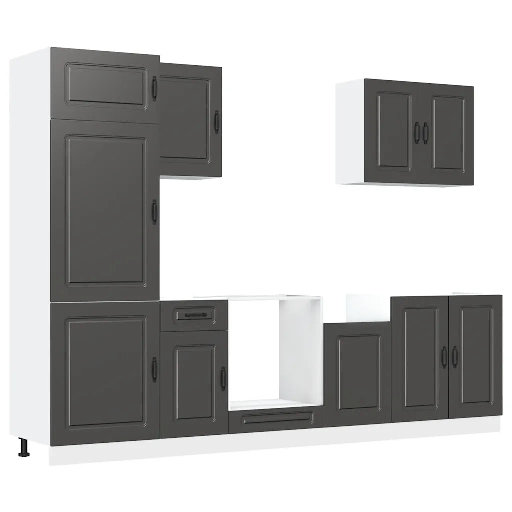 Set Mobili da Cucina 7 pz Kalmar Neri Legno Multistrato 3314762