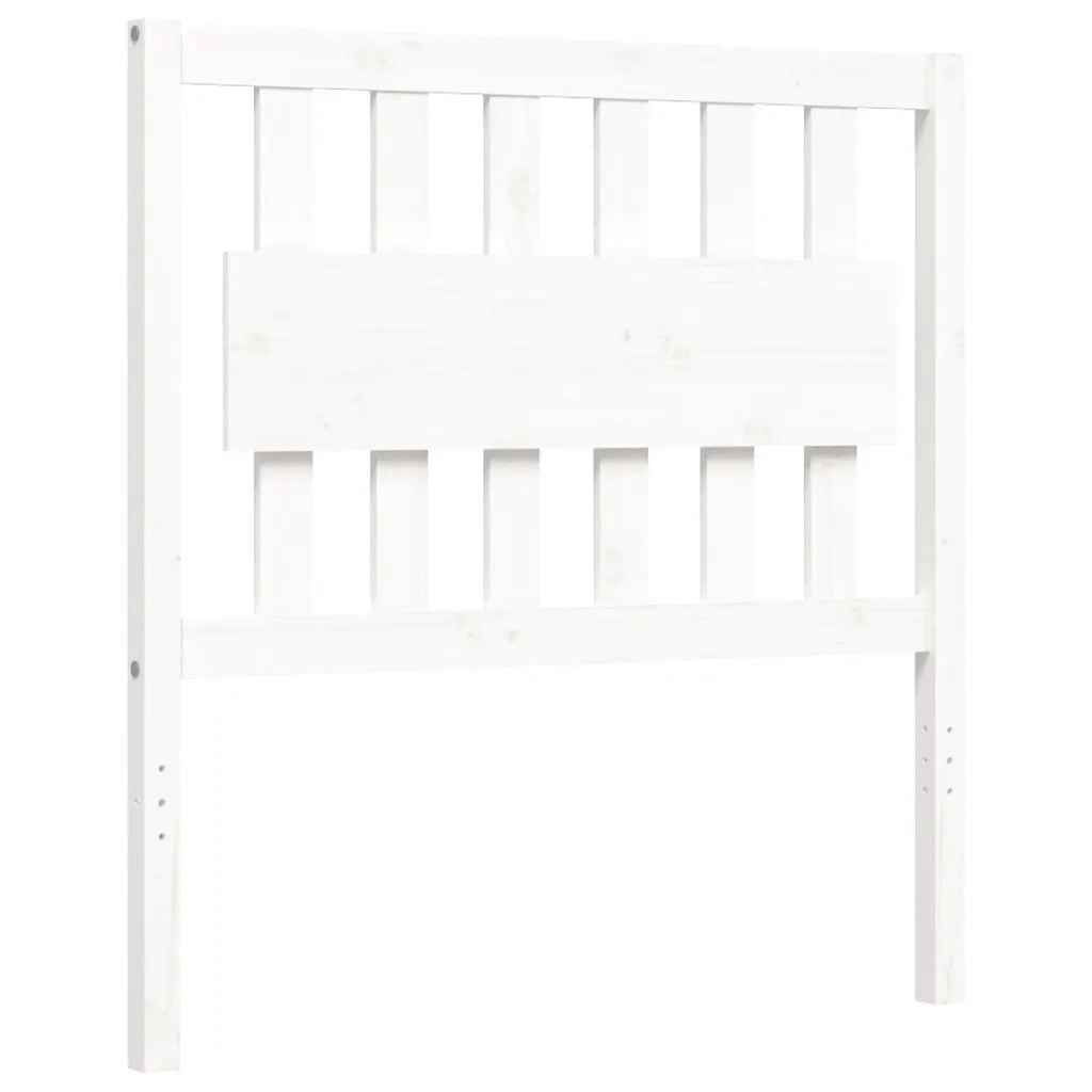 Giroletto con Testiera-Struttura Letto con testiera Bianco 90x200 cm in Legno Massello 874124