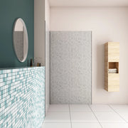 H.210 cm Pannello Doccia ad Angolo 100x100 cm Realizzato in Alluminio da 3 mm con Profili Finitura Grigio Cemento per Rivestimento Parete Bagno