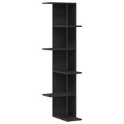 Mensola Angolare da Parete | Mensola sospesa Rovere Nero 36.5 x 36.5 x 140 cm