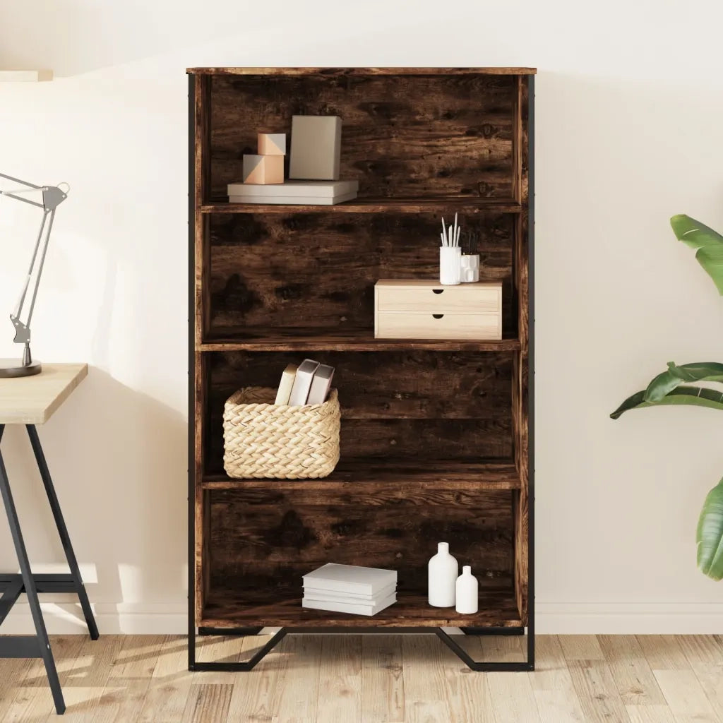 Libreria-Scaffale per Libri-Mobile di Stoccaggio Rovere Fumo 80x31x137,5 cm in Truciolato