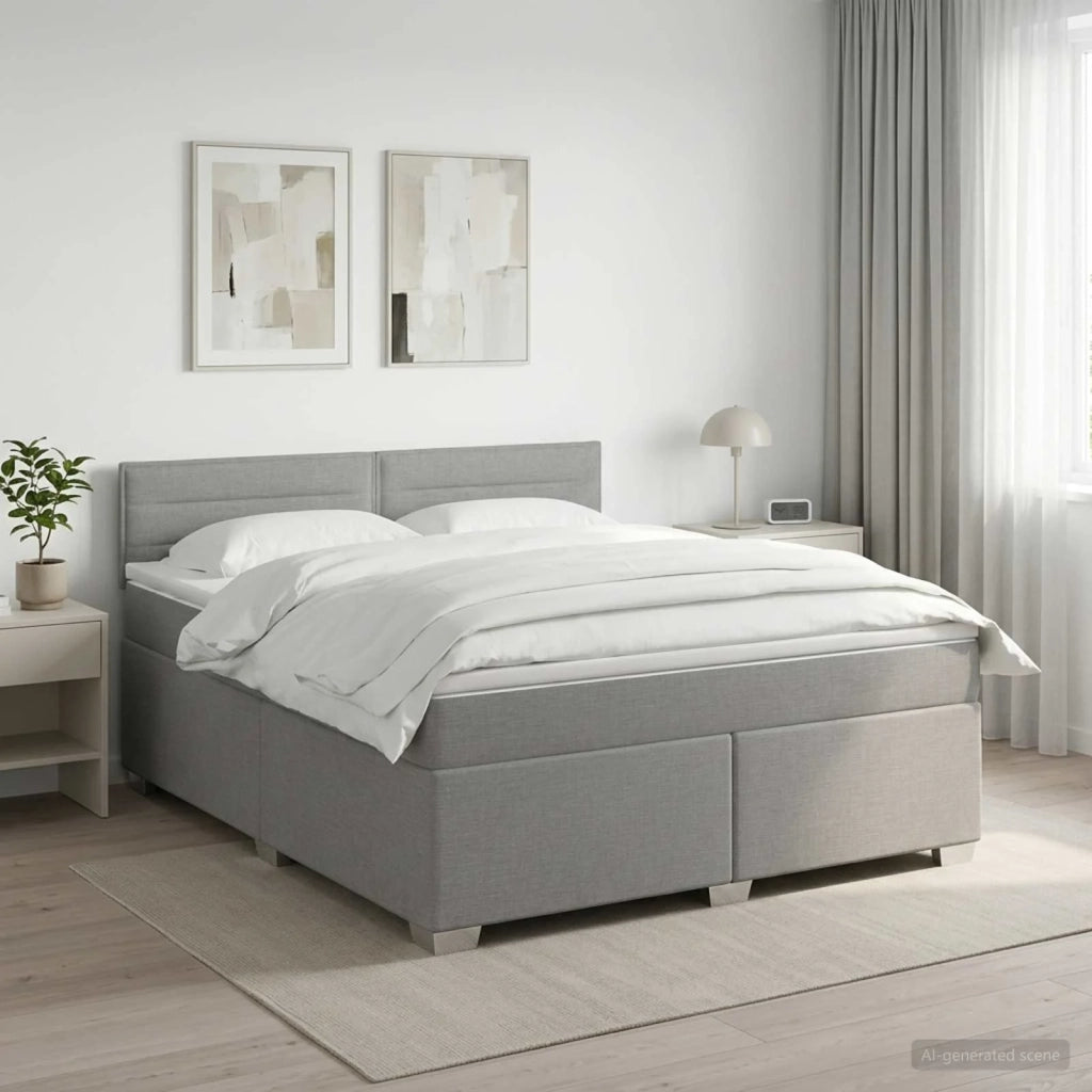 Letto con Box Spring, Materasso e LED Grigio Chiaro Tessuto 3451931