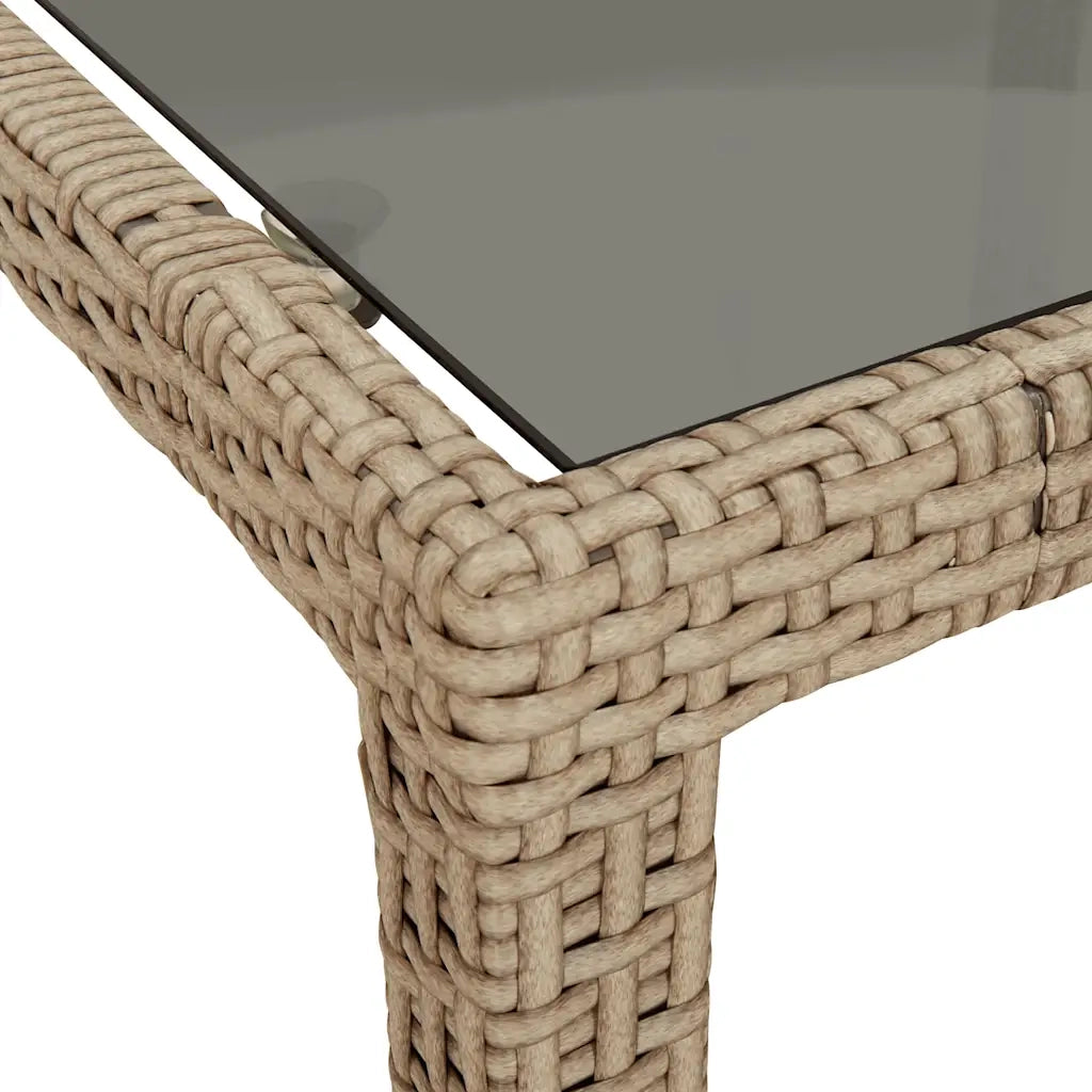 Tavolo Giardino Beige 190x90x75 cm Vetro Temperato Polyrattan 316717