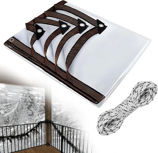 Tela Transparente Acqua-Resistente di 4 x 9,8 m - 5 Mil Anti-Strappo Tela di Copertura con Oculi e Corda per Protezione di Recinti per Pollaio e Mobili da Giardino