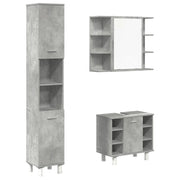 Set Mobili da Bagno | Armadio da bagno 3 pz Grigio Cemento in Legno Multistrato
