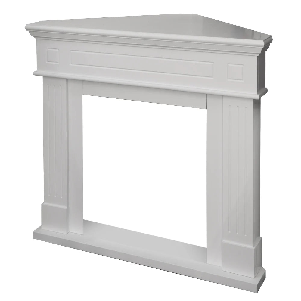 Cornice per camino ad angolo rivestimento in legno L110xP63xH102 Ford Bianco