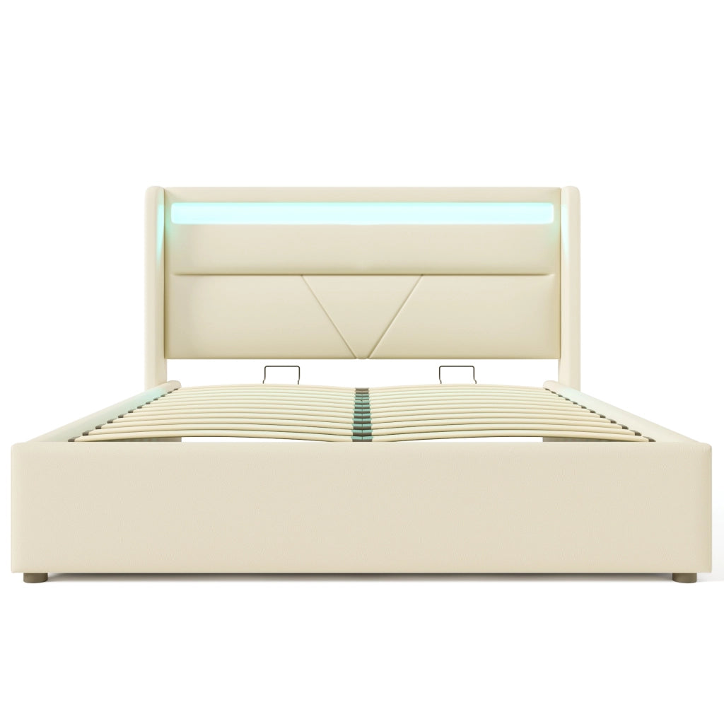Letto con contenitore LED - Xylo - 140x200 - Bianco - Telecomando