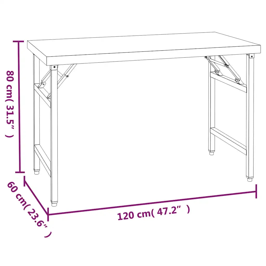 Tavolo Lavoro Cucina con Ripiano 120x60x115 cm Acciaio Inox CFW4394125