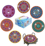 Set di supporti per bicchieri - set di 6 supporti assorbenti in ceramica con cuscini in diamante, set di pittura con adesivi mandala, pittura con diamante per bambini, supporti per bicchieri DIY per principianti, per bambini