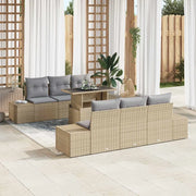 Set Divano da Giardino con cuscino 7 pcs Beige e Grigio Chiaro