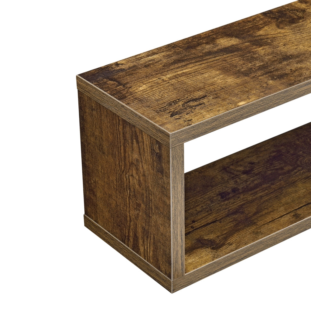 Set di 4 Mensole da Parete a Forma Rettangolare 59 x 14,5 x 17 cm 4 Scaffali da Muro con 2 Ripiani Portaoggetti - Effetto Legno Scuro