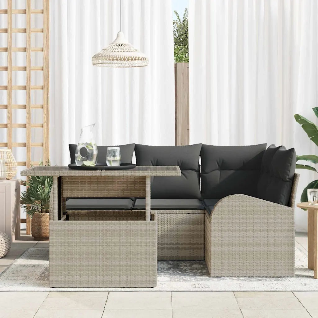Set Divano da Giardino 5 pcs Grigio chiaro Poly Rattan 3357375