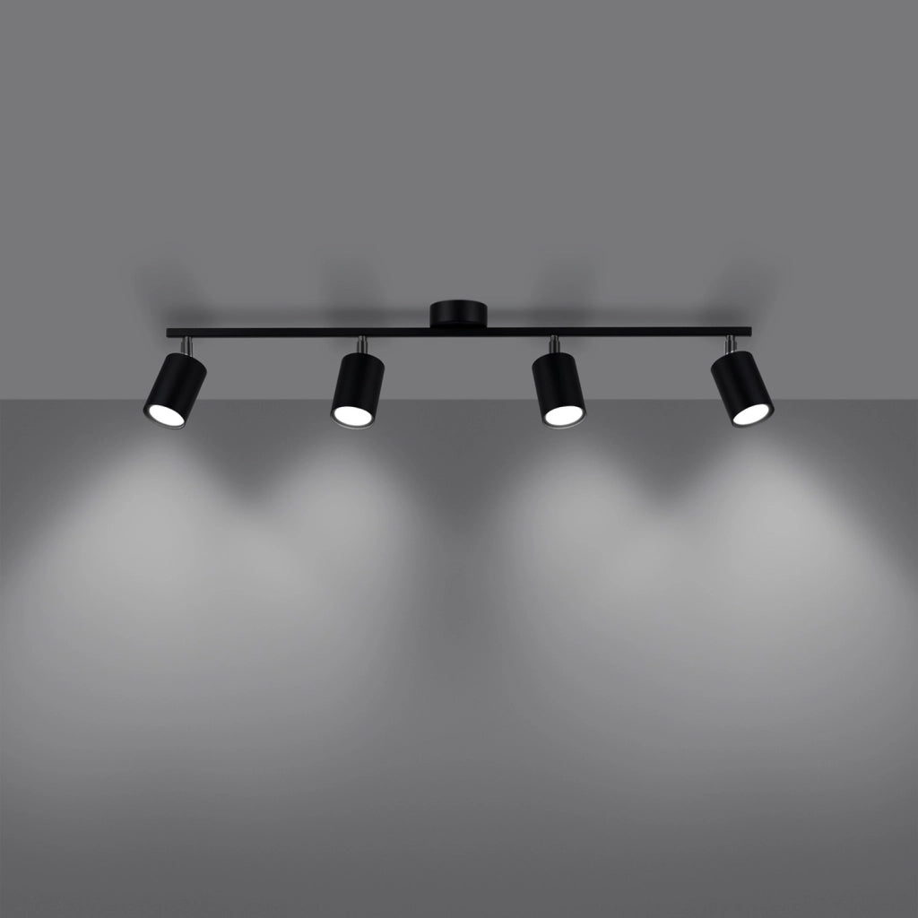 Spot soffitto moderno 4 luci nero GU10 4x10W Fjello