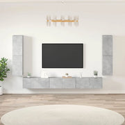 Set di Mobili Porta TV 7 pz Grigio Cemento in Legno Multistrato