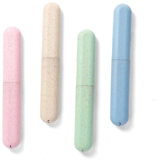 Set di contenitori per spazzolini da denti 4 pezzi - Reclinabile - Scatola per spazzolini da denti - Ambientalmente compatibile - Leggero - Antimicrobico - Porta spazzolini da denti