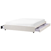 Letto matrimoniale in Tessuto beige chiaro con Cassetti 180 x 200 cm Design tradizionale