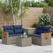 Set di divani 6 pz Grigio e Blu Navy Rattan sintetico e Acciaio 3447667
