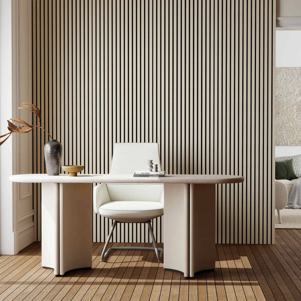 2 pezzi Pannelli decorativi fonoassorbenti L260xL30cm SP21mm in legno MDF，Colore di rovere assorbimento acustico