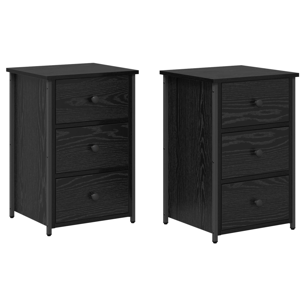Set di Comodini in Rovere Nero Rovere Nero Legno ingegnerizzato