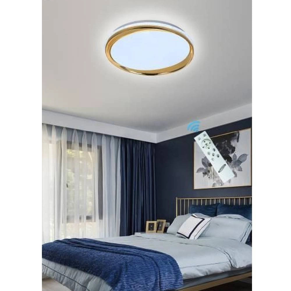 Trade Shop - Plafoniera Led 48 W Oro Dimmerabile In Metallo Acrilico Luce 4000k 6500k C1 - -bianco Freddo      -