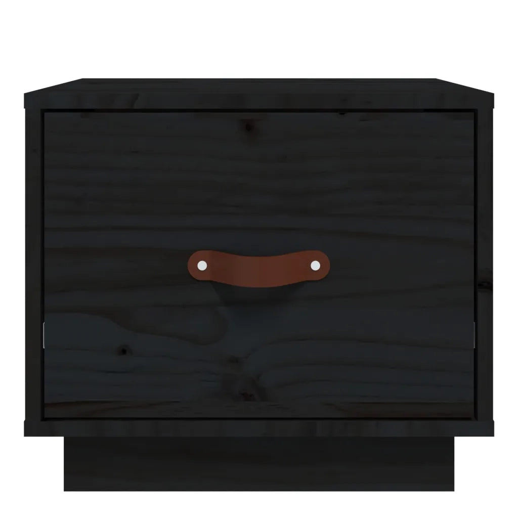 Comodini 2 pz-Set di 2 Tavolino da notte Neri 40x34x35 cm in Legno Massello di Pino