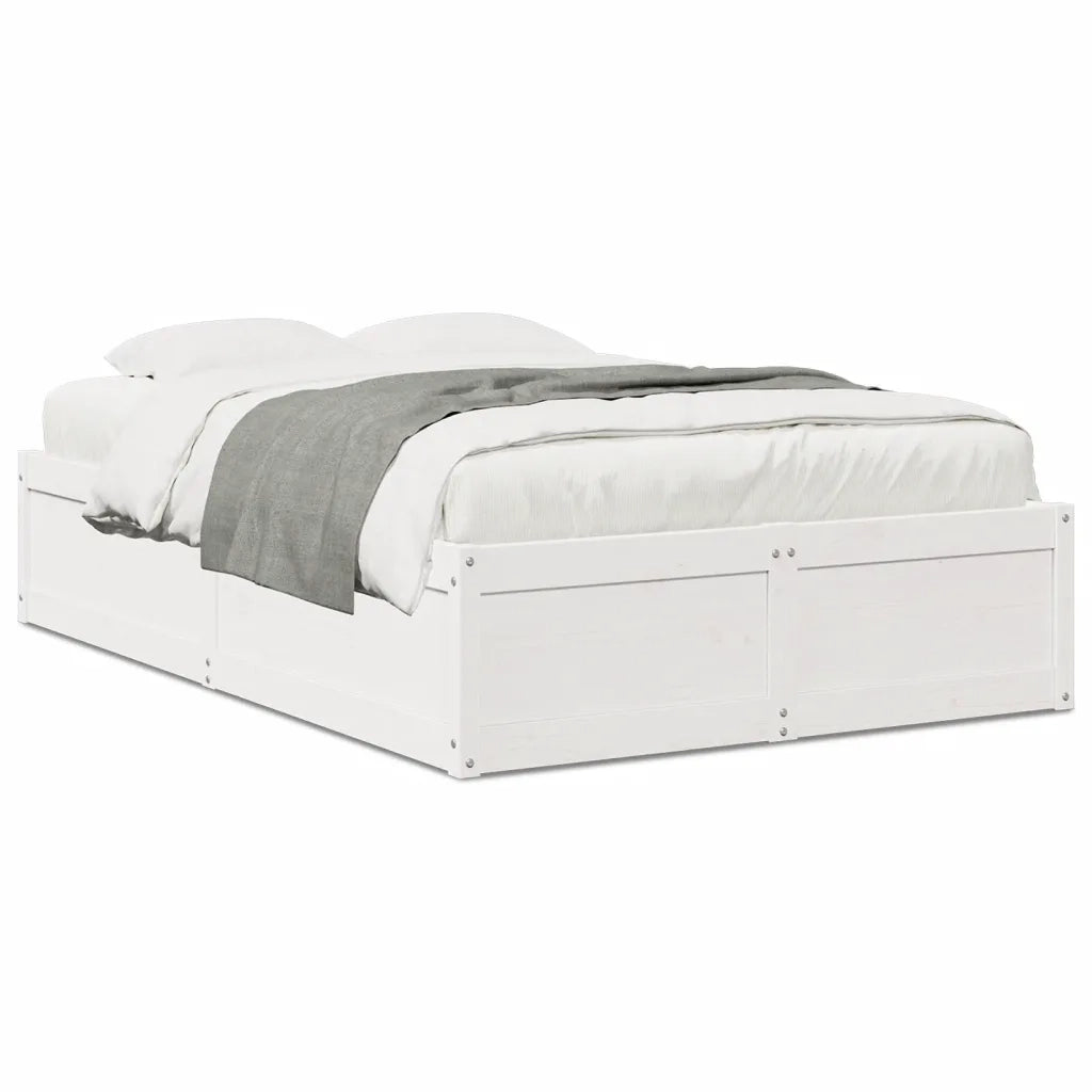 Letto matrimoniale | Letto per adulti | Letto senza Materasso Bianco 135x190 cm Legno Massello di Pino
