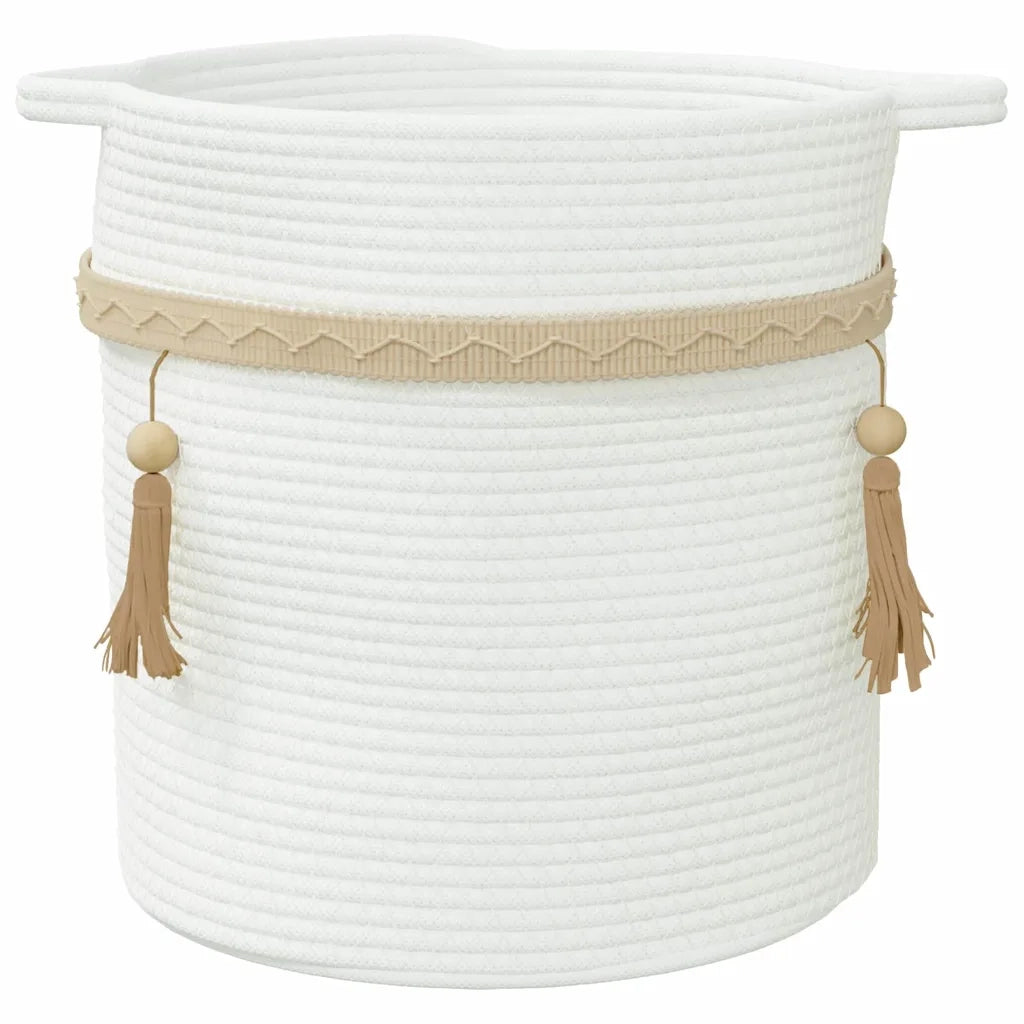 Cestino Portaoggetti Bianco Ã˜38x36 cm in Cotone