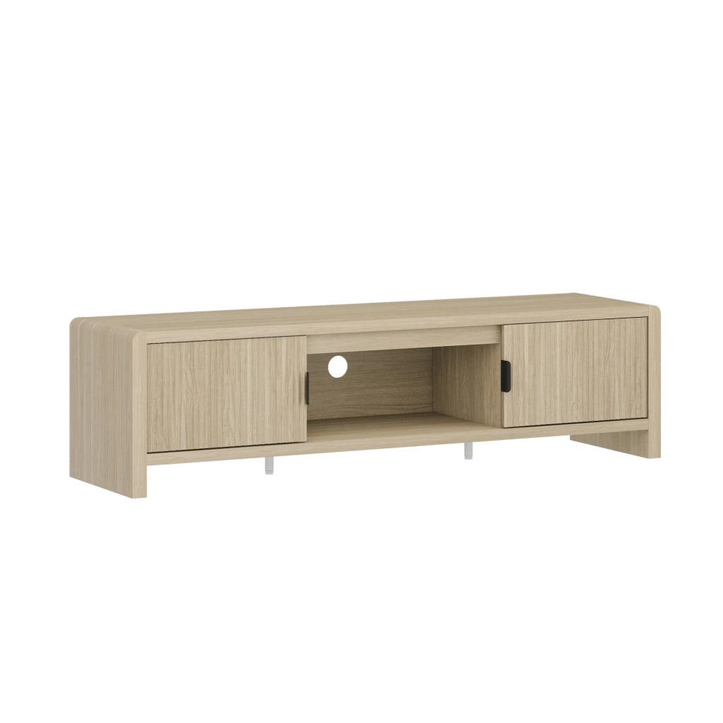 Mobile TV Lukkodso con 2 Ante e Vano Centrale Aperto 150x40x40 cm Effetto Rovere [en.casa]