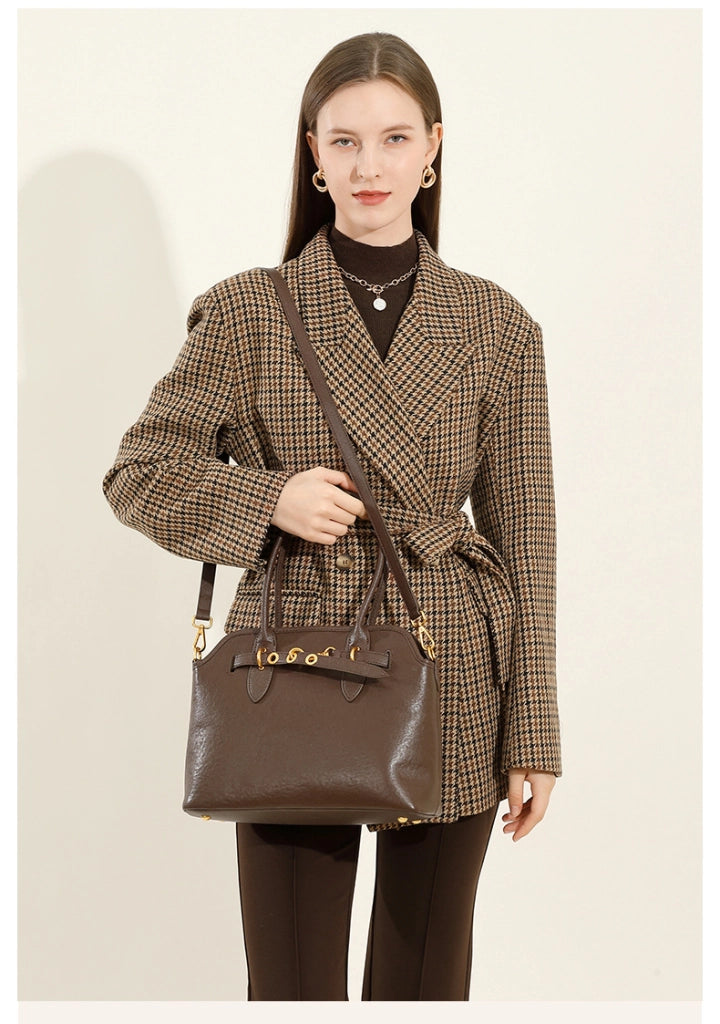 Borse da donna in vera pelle, borsa a tracolla, borsa tote, borsa a spalla, marrone