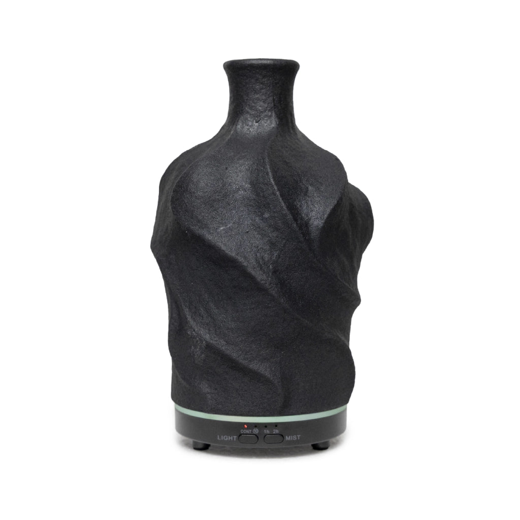 Diffusore di Aromi 80 ml in Ceramica con Luce LED 7 Colori, Umidificatore per Oli Essenziali con Timer 1/2 Ore, Alimentazione USB-C 5V, Design Compatto Nero
