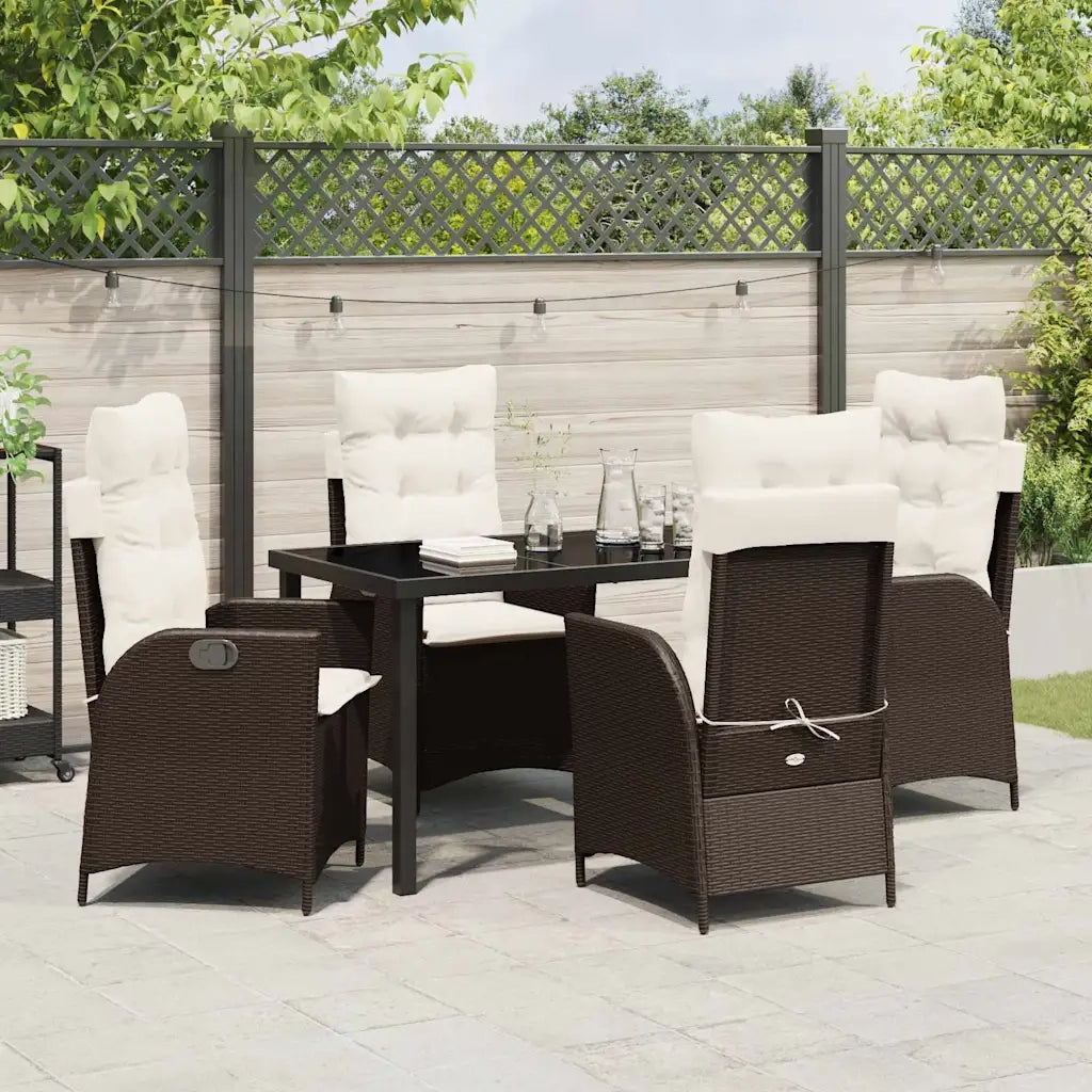 Set da Pranzo per Giardino con cuscino 5 pcs Marrone polyrattan 3380493