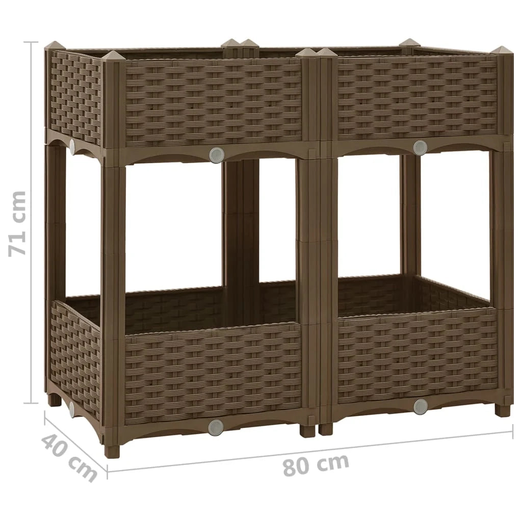 Fioriera rialzata per piante e fiori giardino 80 x 40 x 71 cm polipropilene marrone 02_0000949