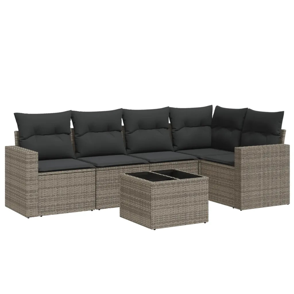 Set Divano da Giardino 6 pz con Cuscini Grigio in Polyrattancod mxl 86988