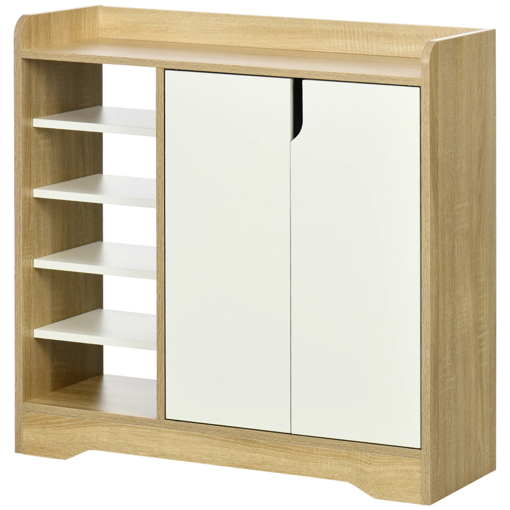 Scarpiera Moderna per Ingresso ¨C Zephmum ¨C Legno Multistrato Bianco e Naturale 80x30x80