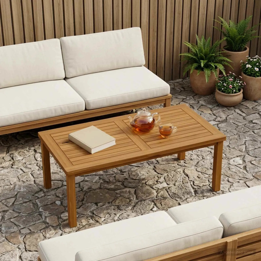 Piano del tavolo Rettangolare Legno di teak solido Naturale 42033166