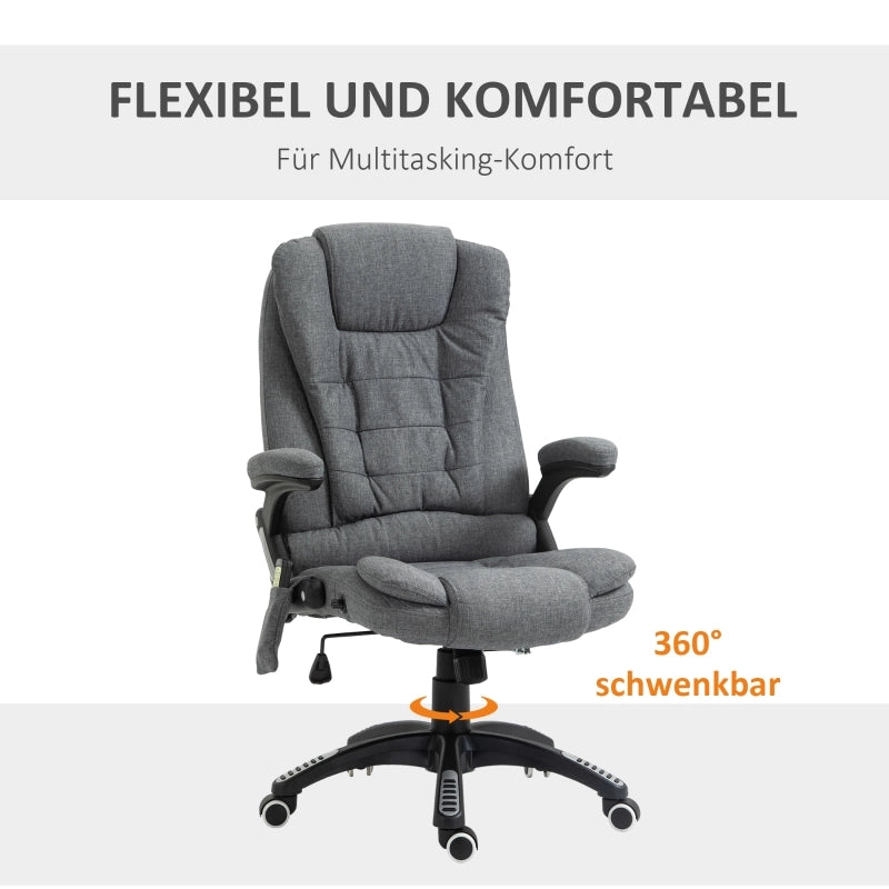 Sedia da ufficio massaggiante ergonomica con 6 punti di massaggio, funzione riscaldante in poliestere grigio scuro