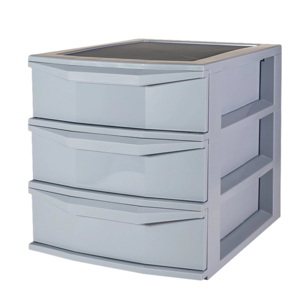 CASSETTIERA PRATIKA OFFICE 3 CASSETTI 38 × 28.5 × 32.3 CM  DI COLORE GRIGIO