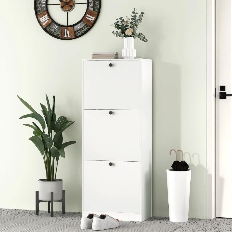 Scarpiera stretta a 3 ribalte, bianco