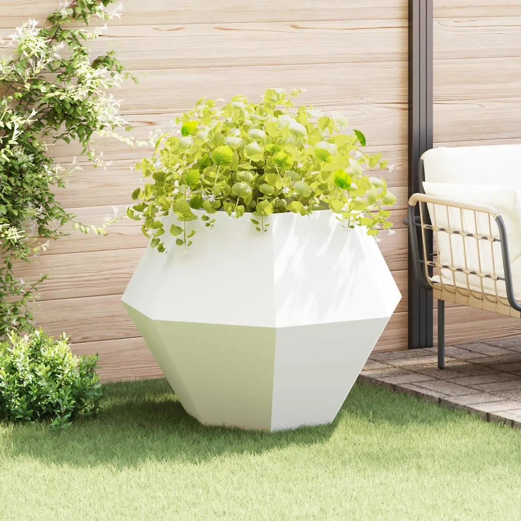 Fioriera | Cassetta per fiori | Vaso Bianco 100 x 100 x 80 cm Acciaio