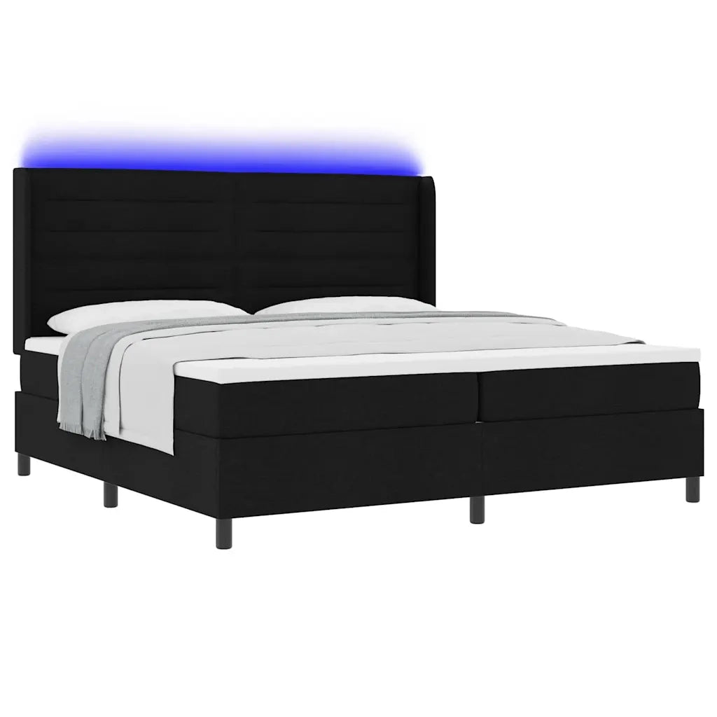 Letto a Sorgente LED con materasso Nero 200 x 200 cm Tessuto 3343464