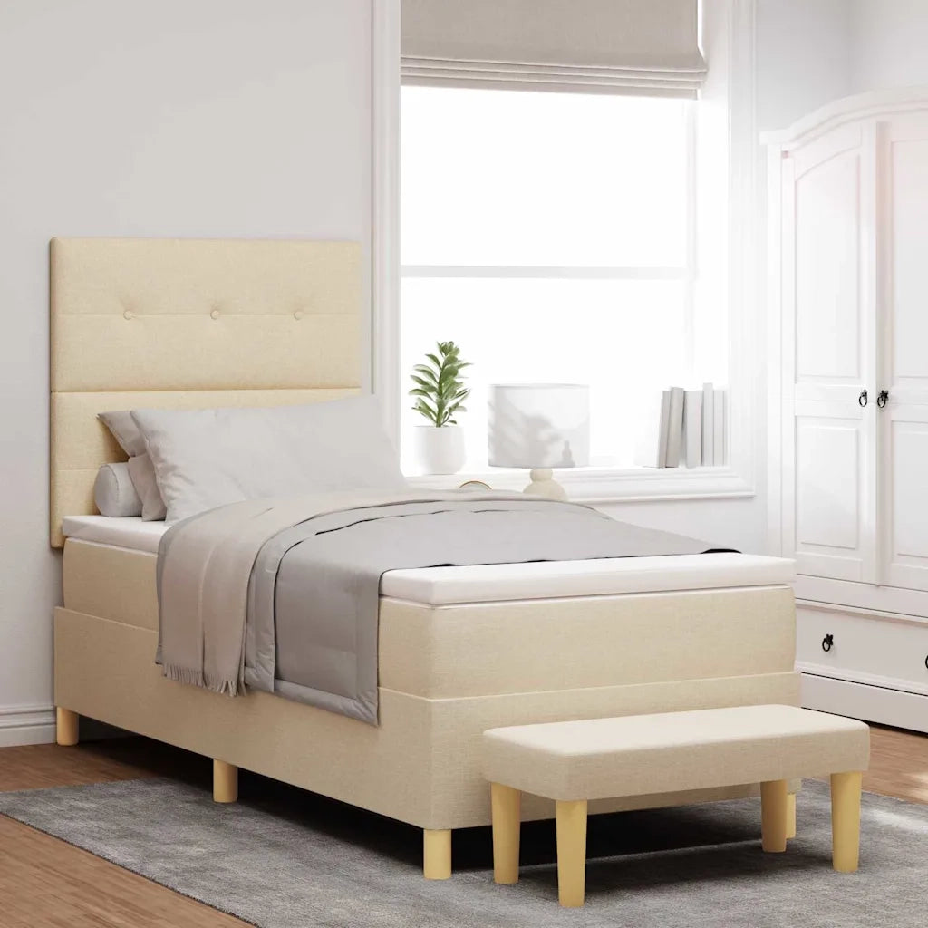 Letto a molle con testiera Crema 200 x 100 cm Tessuto 3344280