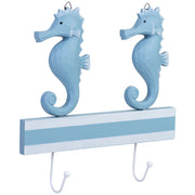 Appendiabiti da parete in legno con 2 ganci, blu, 27x5x26 cm