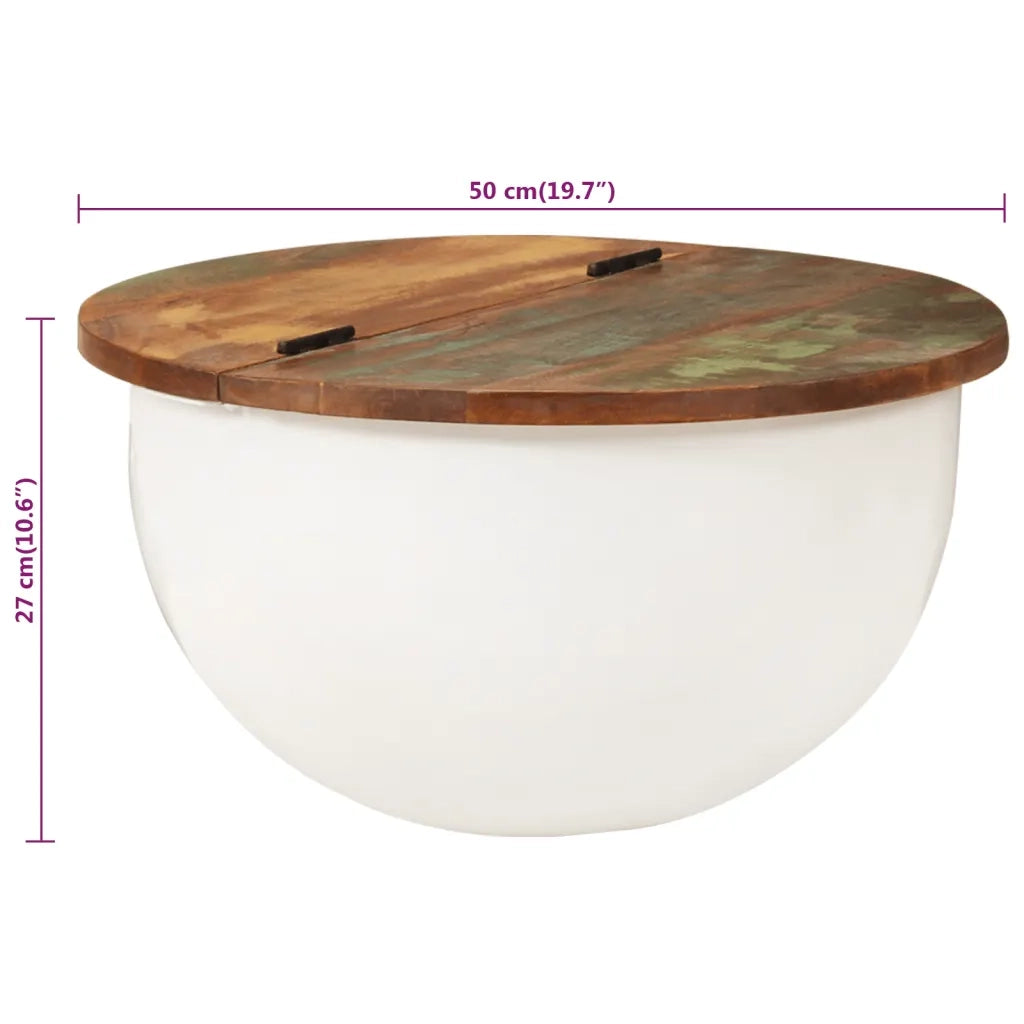 Tavolino da salotto | Tavolino da caff¨¨ | Tavolino da Soggiorno Bianco 50x27 cm Legno Massello di Recupero