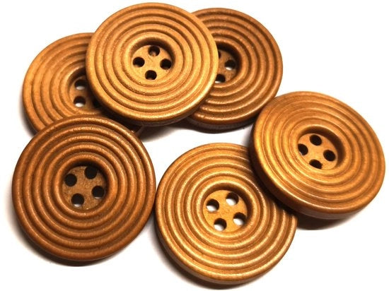 15 eleganti nodi in legno 25 mm (2,5 cm) luce moca rotondi pattern a righe quattro fori con 2 mm fori per foro - nodi quattro fori con righe per cucire, cucire, ricamo, nodi per ricamo, nodi per giardinaggio, nodi per giardinaggio